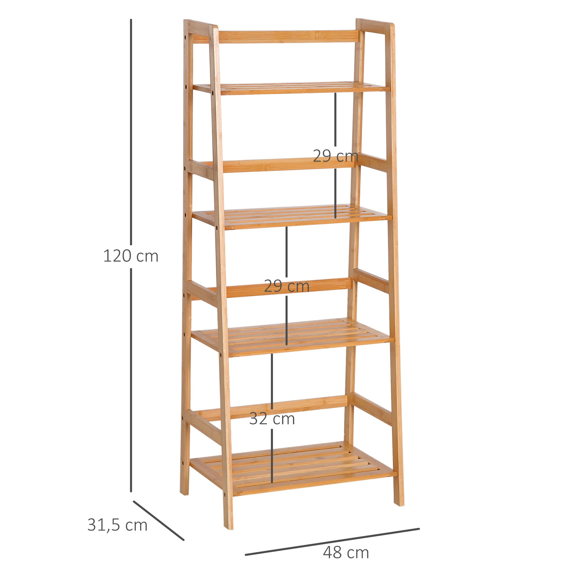 Bookshelf Display Shelf with 4 Tiers Bamboo Storage Shelving Unit for Living Room, Bedroom, Office, Natural