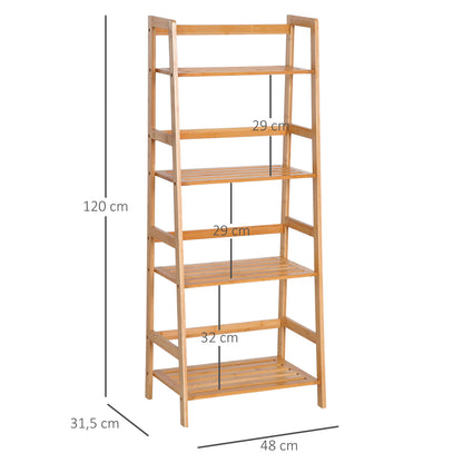 Bookshelf Display Shelf with 4 Tiers Bamboo Storage Shelving Unit for Living Room, Bedroom, Office, Natural