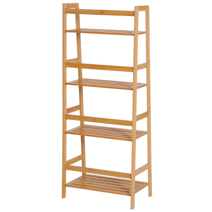 Bookshelf Display Shelf with 4 Tiers Bamboo Storage Shelving Unit for Living Room, Bedroom, Office, Natural