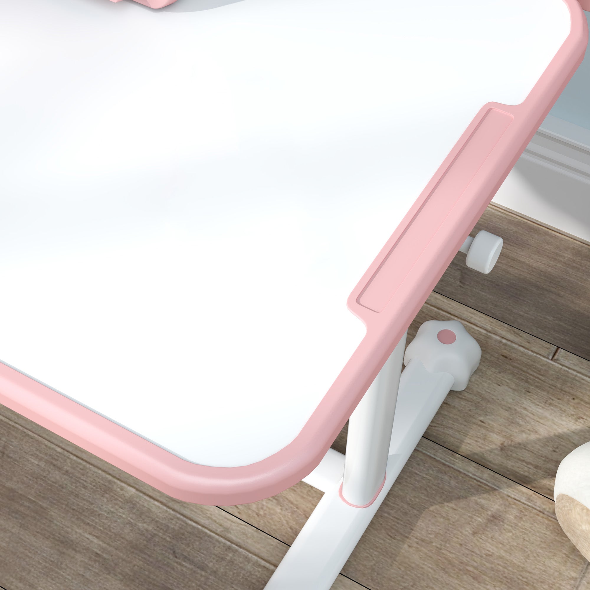 Adjustable Children's Desk and Chair Set for 3-12 Year Olds, School Desk with 45° Tilting Top, Drawer, Shelf, Pen Holder, and Bookstand, in Steel and MDF, Pink