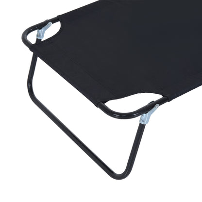 Folding Outdoor Sun Lounger with Face Hole and Cushions, Garden Sun Lounger, Beach & Camping, Black