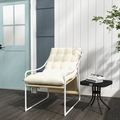 Garden Chair Outdoor Armchair with Cushion Steel Frame for Balcony, Terrace, Garden dim. 62W x 110D x 88H cm Beige