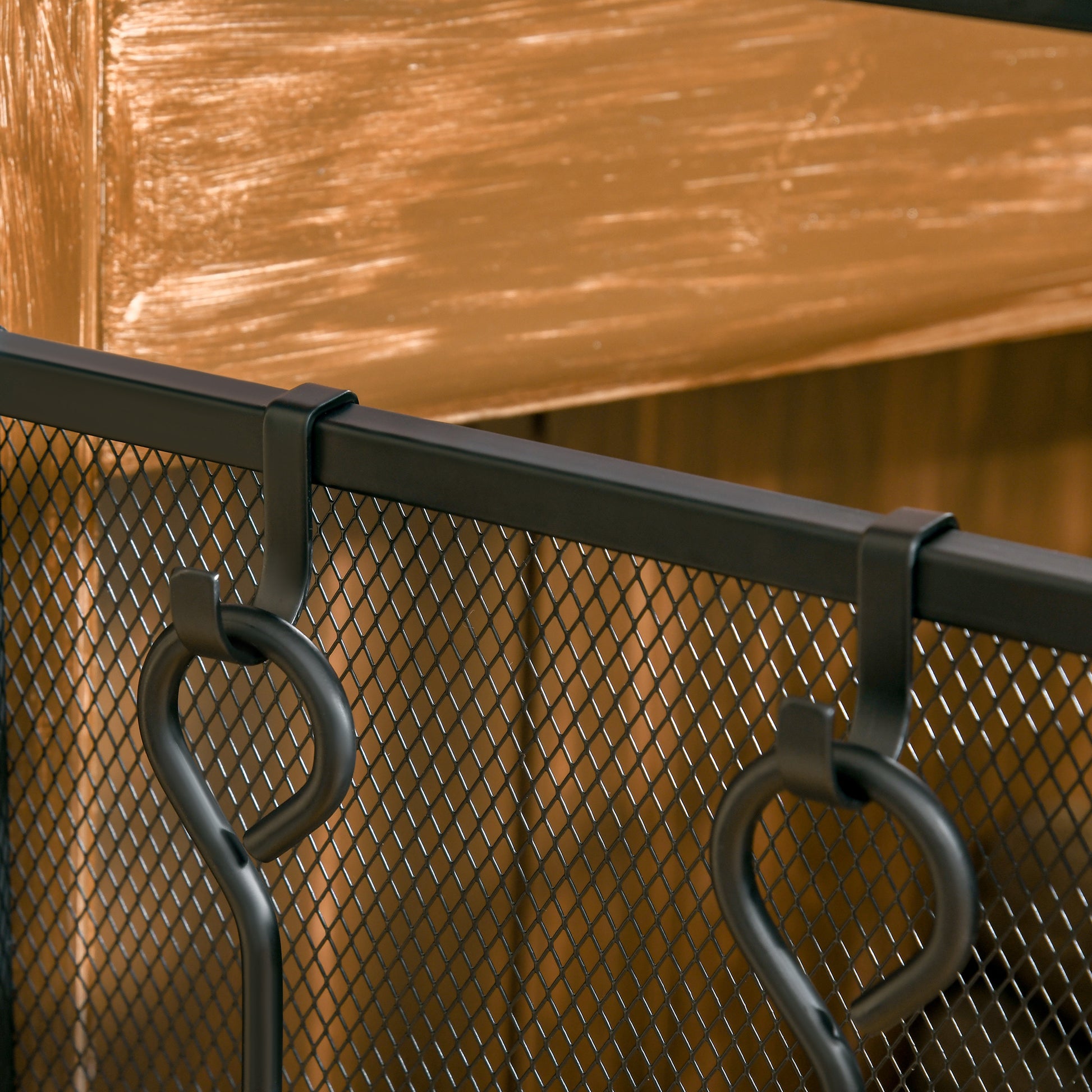 Large Fireplace Screen for Fireplace or Stove - Spark Guard 2 in 1 with Accessories - 3 Foldable Panels and Door - Black Steel Metal