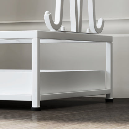 Modern Rectangular Umbrella Stand Steel Umbrella Holder with 24 Hooks 21 Spaces and Removable Drip Tray Umbrella Stand for Entryway Office 50x24x68 cm White