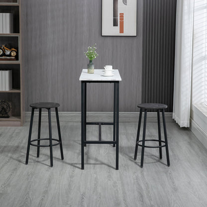 Bar Table with Bar Stool Set, 3-Piece Bar Table Set, Dining Table with 2 Bar Stools, Dining Group, Bar Table, Kitchen Table for Dining Room, Steel, White, Black