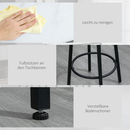 Bar Table with Bar Stool Set, 3-Piece Bar Table Set, Dining Table with 2 Bar Stools, Dining Group, Bar Table, Kitchen Table for Dining Room, Steel, White, Black