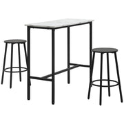 Bar Table with Bar Stool Set, 3-Piece Bar Table Set, Dining Table with 2 Bar Stools, Dining Group, Bar Table, Kitchen Table for Dining Room, Steel, White, Black