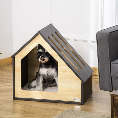 Indoor Dog Cave with Cushion Dog House Dog Cave with Sloping Roof Cat House for Small Dogs up to 8 kg 60 x 40 x 59.2 cm, Brown