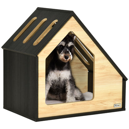 Indoor Dog Cave with Cushion Dog House Dog Cave with Sloping Roof Cat House for Small Dogs up to 8 kg 60 x 40 x 59.2 cm, Brown