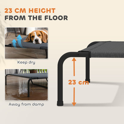 Elevated Outdoor Dog Bed for Large Dogs – Cooling Washable Mesh with Steel Frame, Outdoor Pet Cot for Camping, 60 x 37 x 9 in (152 x 94 x 23 cm), Gray