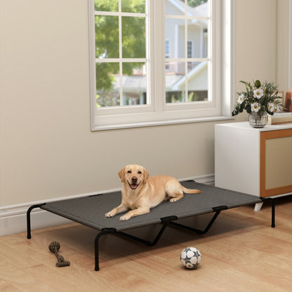 Elevated Outdoor Dog Bed for Large Dogs – Cooling Washable Mesh with Steel Frame, Outdoor Pet Cot for Camping, 60 x 37 x 9 in (152 x 94 x 23 cm), Gray