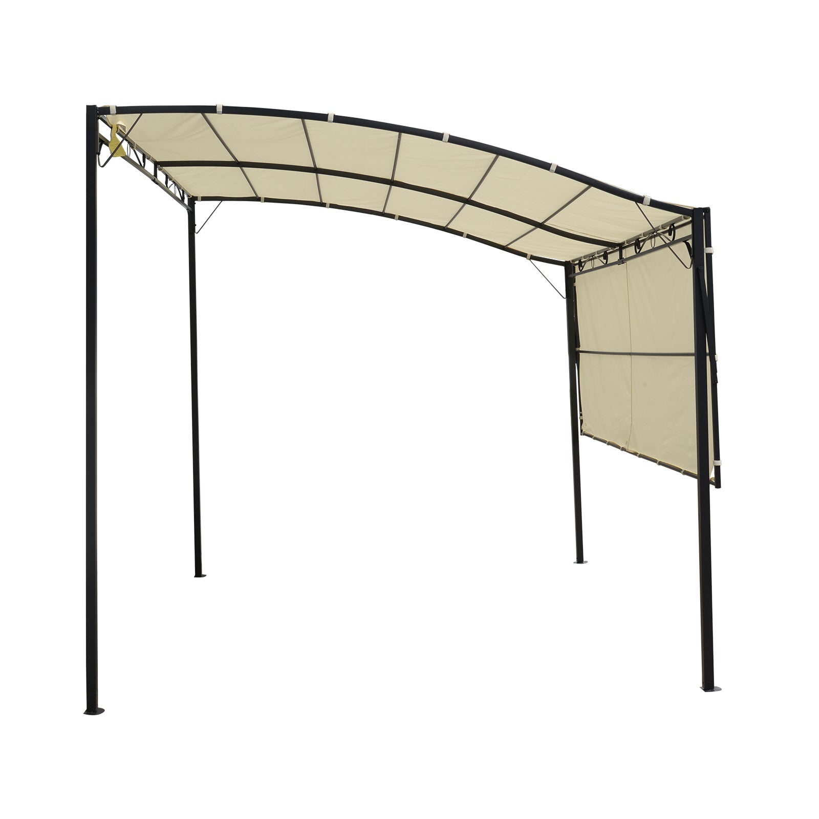Pavilion Garden Gazebo Awning Sun Awning with Foldable Side Roof UV Protection Steel + Polyester Cream White + Black 3 x 2.5 m