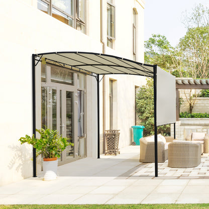 Pavilion Garden Gazebo Awning Sun Awning with Foldable Side Roof UV Protection Steel + Polyester Cream White + Black 3 x 2.5 m