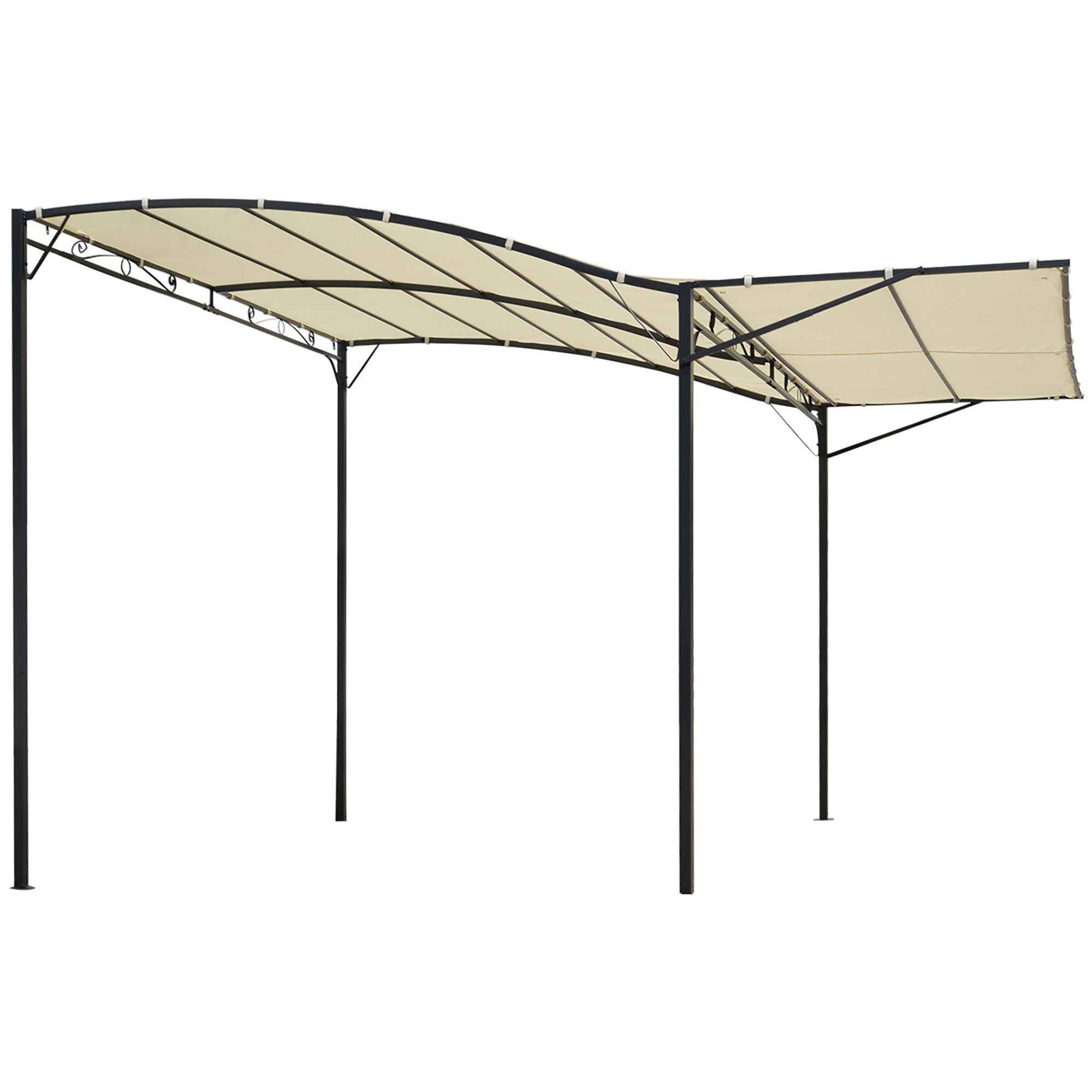 Pavilion Garden Gazebo Awning Sun Awning with Foldable Side Roof UV Protection Steel + Polyester Cream White + Black 3 x 2.5 m