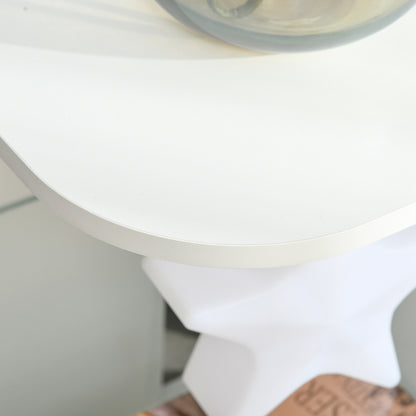 Modern Living Room Side Table Bedside Table with 3 Shelves Glass Top Coffee Table for Living Room Bedroom 40x40x56 cm White