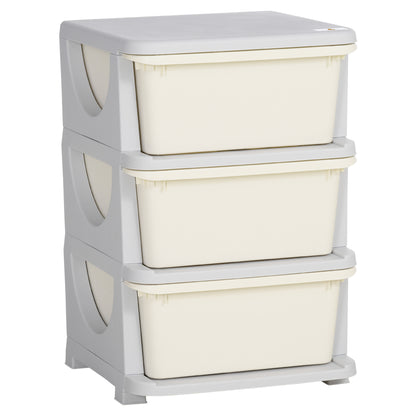 Drawer Cabinet for Kids with Storage Space Storage Boxes Toy Organizer Toy Chest Three Levels for Kids' Room 3-6 Years Children's Furniture Cream 37 x 37 x 56.5 cm