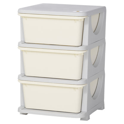 Drawer Cabinet for Kids with Storage Space Storage Boxes Toy Organizer Toy Chest Three Levels for Kids' Room 3-6 Years Children's Furniture Cream 37 x 37 x 56.5 cm
