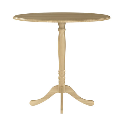 31.5 in Round Dining Table for 4, Steel Pedestal, Modern, Natural Wood Finish