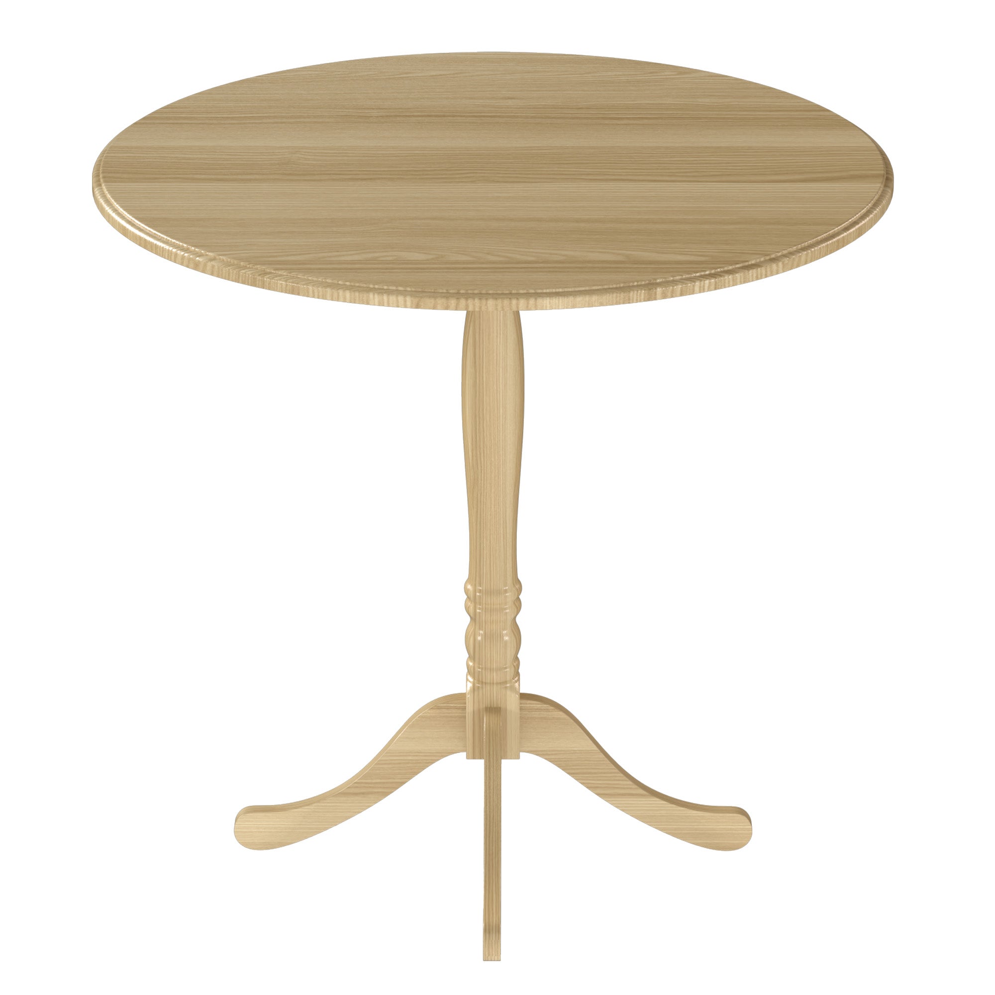 31.5 in Round Dining Table for 4, Steel Pedestal, Modern, Natural Wood Finish