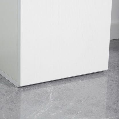 Bathroom Column with 2 Cabinets and Drawer, Tall Bathroom Cabinet, Space-Saving Bathroom Cabinet with 2 Doors, Adjustable Shelves in Wood, 30x28x180 cm, White