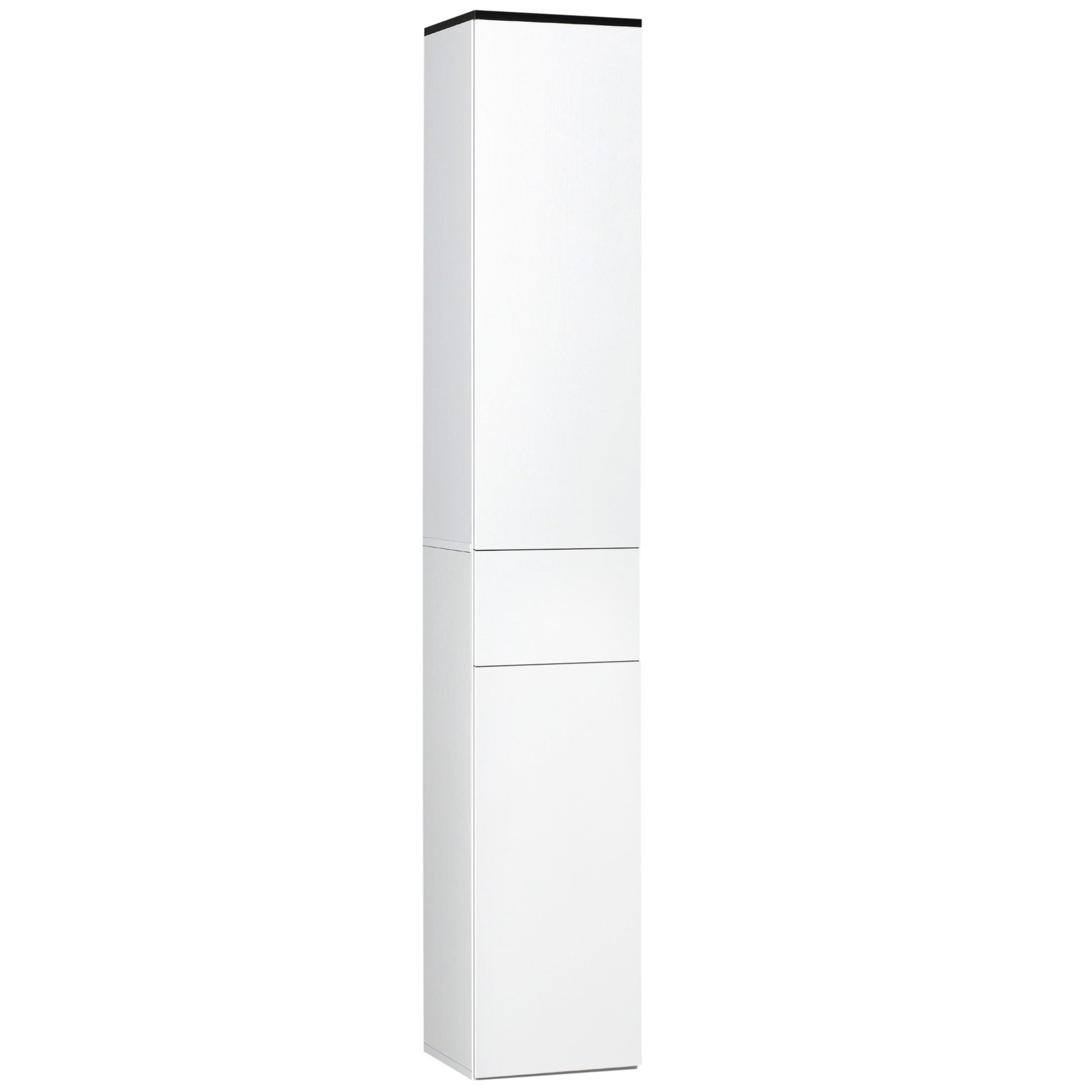 Bathroom Column with 2 Cabinets and Drawer, Tall Bathroom Cabinet, Space-Saving Bathroom Cabinet with 2 Doors, Adjustable Shelves in Wood, 30x28x180 cm, White