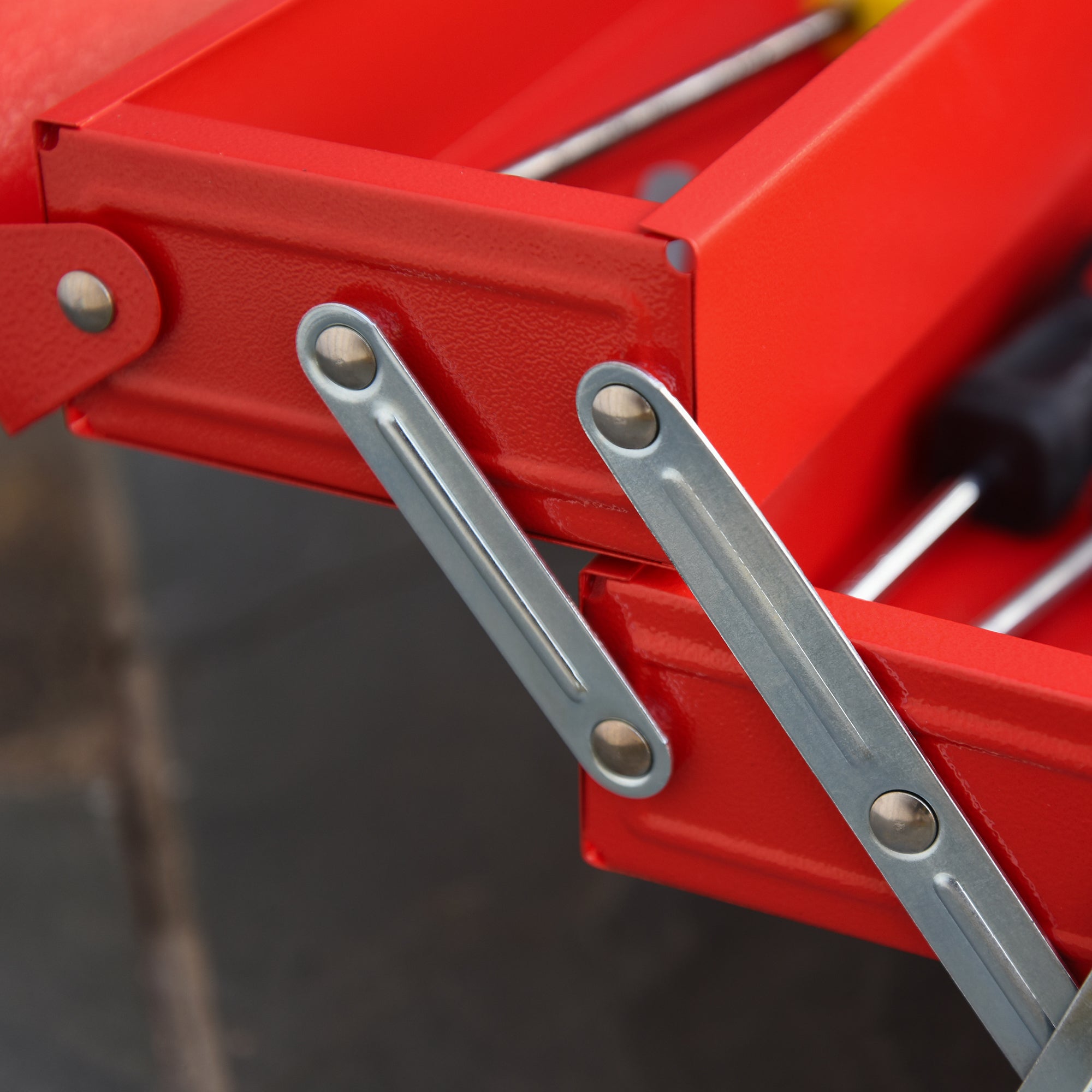 Toolbox Tool Case Assembly Tool Box Empty Space-saving with 5 Compartments Foldable Stable Steel (SPCC) Red 45 x 20 x 34.5 cm