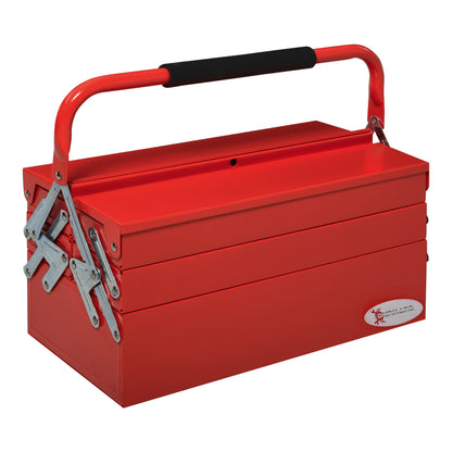 Toolbox Tool Case Assembly Tool Box Empty Space-saving with 5 Compartments Foldable Stable Steel (SPCC) Red 45 x 20 x 34.5 cm