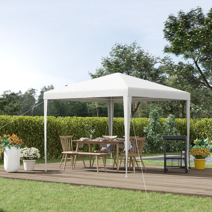 2.7 x 2.7m White Metal Epoxy Garden Gazebo with High Density PE Fabric