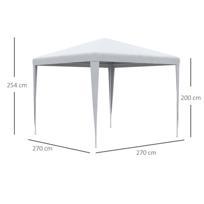 2.7 x 2.7m White Metal Epoxy Garden Gazebo with High Density PE Fabric