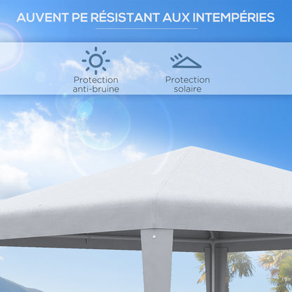 2.7 x 2.7m White Metal Epoxy Garden Gazebo with High Density PE Fabric