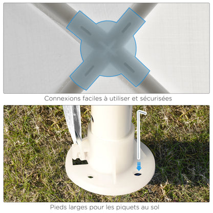 2.7 x 2.7m White Metal Epoxy Garden Gazebo with High Density PE Fabric