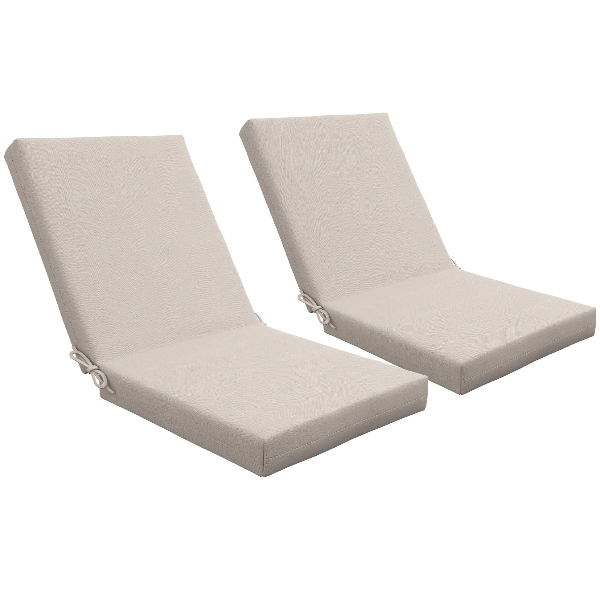 Set of 2 Outdoor Cushions for Chair with Backrest and 8cm Padding, size 112L x 51W cm, Beige