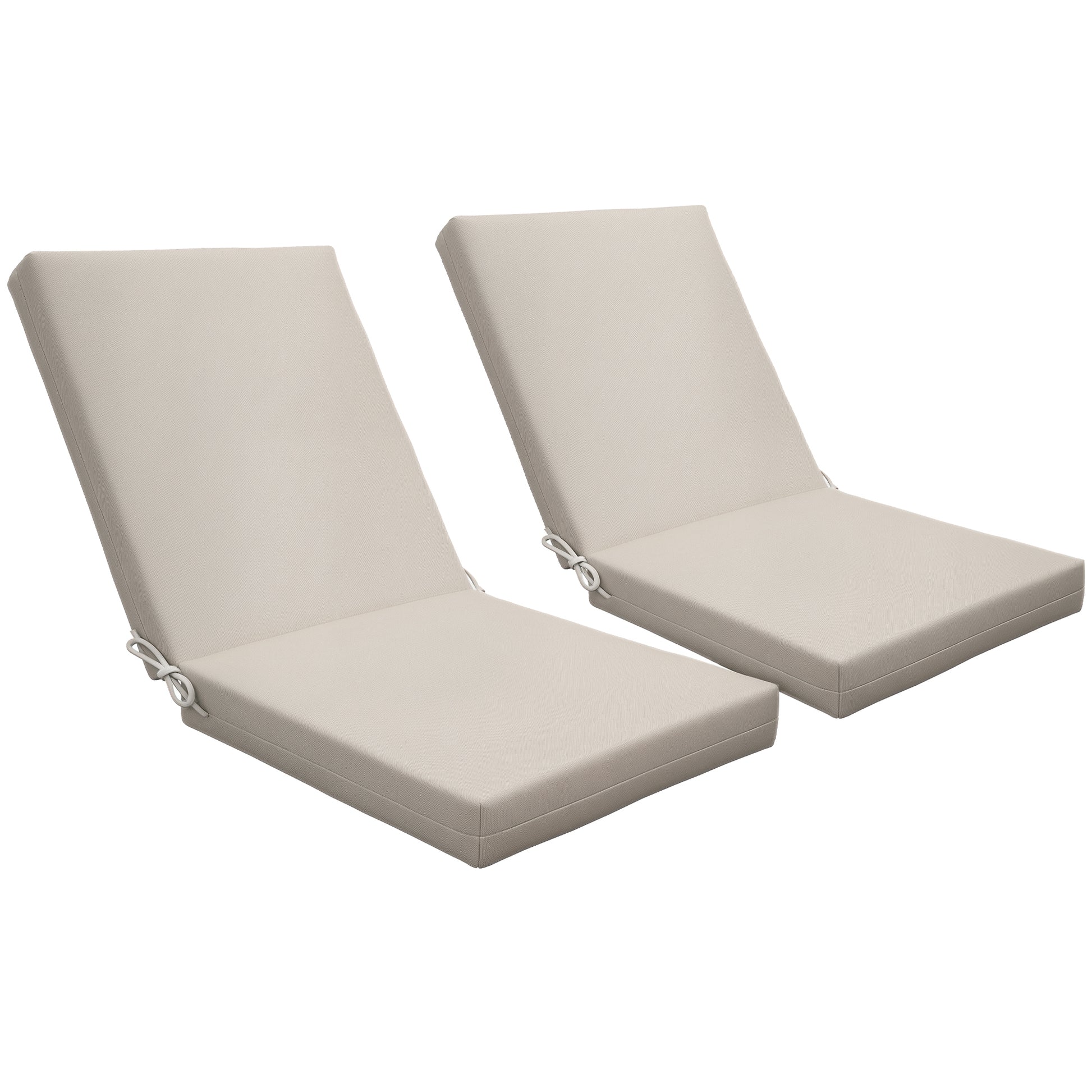 Set of 2 Outdoor Cushions for Chair with Backrest and 8cm Padding, size 112L x 51W cm, Beige