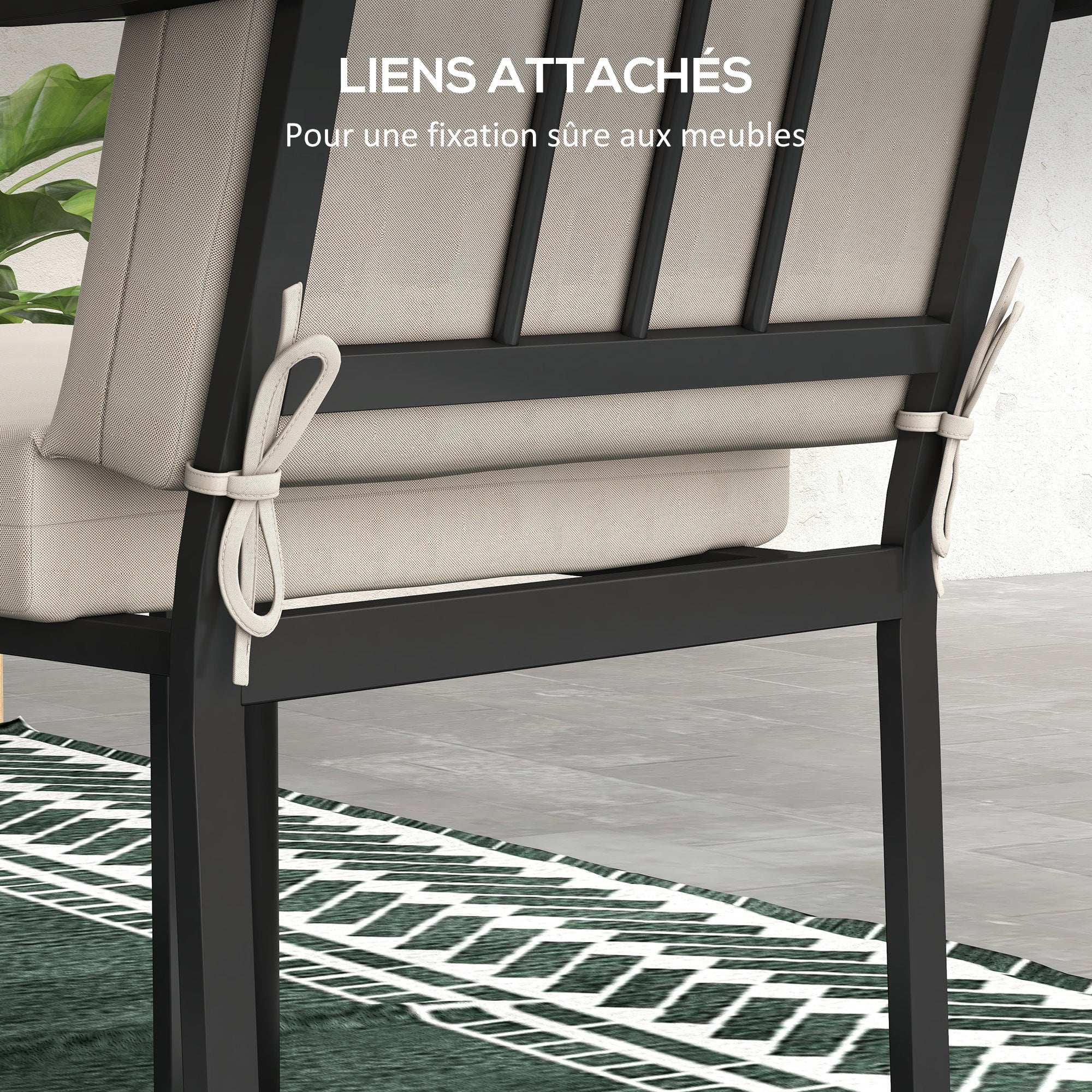 Set of 2 Outdoor Cushions for Chair with Backrest and 8cm Padding, size 112L x 51W cm, Beige