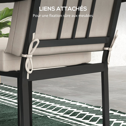 Set of 2 Outdoor Cushions for Chair with Backrest and 8cm Padding, size 112L x 51W cm, Beige