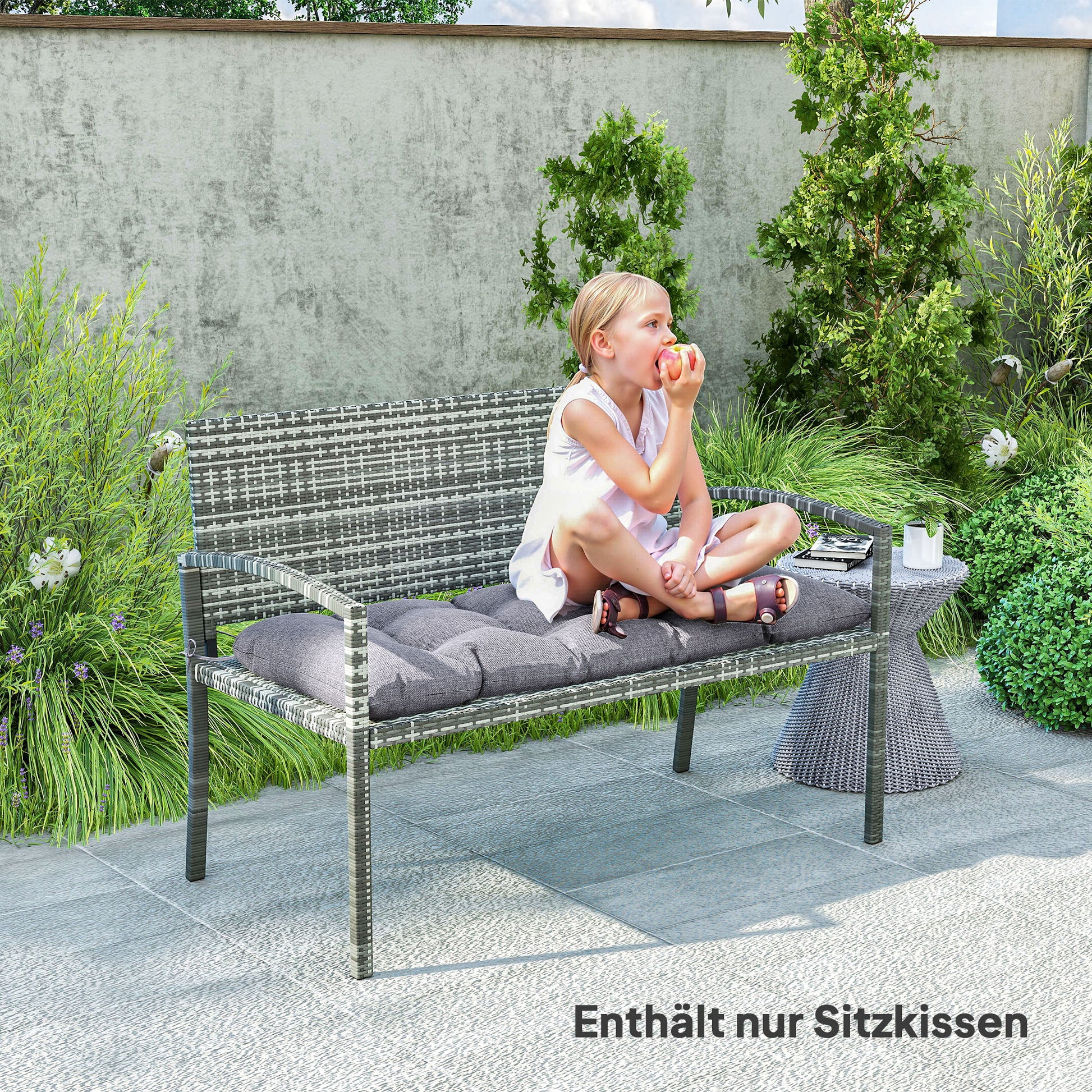 Bench Cushion 105 x 46 x 12.5 cm Seat Cushion with Straps, Outdoor Chair Cushion, Water-Resistant Seat Cushion UPF50+, Seat Pad, Seat Pillow, Bench Pad for Garden Furniture, Bench, Gray