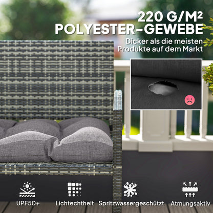 Bench Cushion 105 x 46 x 12.5 cm Seat Cushion with Straps, Outdoor Chair Cushion, Water-Resistant Seat Cushion UPF50+, Seat Pad, Seat Pillow, Bench Pad for Garden Furniture, Bench, Gray