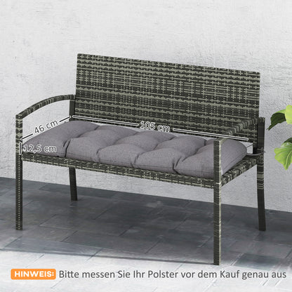 Bench Cushion 105 x 46 x 12.5 cm Seat Cushion with Straps, Outdoor Chair Cushion, Water-Resistant Seat Cushion UPF50+, Seat Pad, Seat Pillow, Bench Pad for Garden Furniture, Bench, Gray