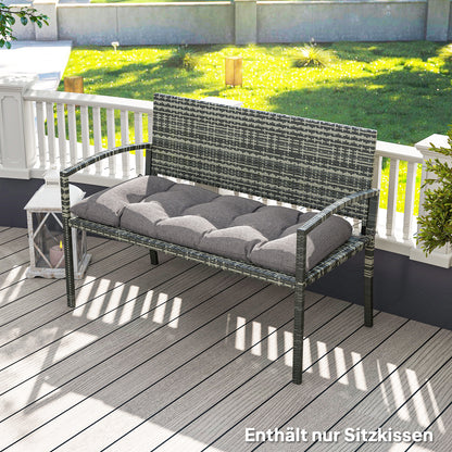 Bench Cushion 105 x 46 x 12.5 cm Seat Cushion with Straps, Outdoor Chair Cushion, Water-Resistant Seat Cushion UPF50+, Seat Pad, Seat Pillow, Bench Pad for Garden Furniture, Bench, Gray
