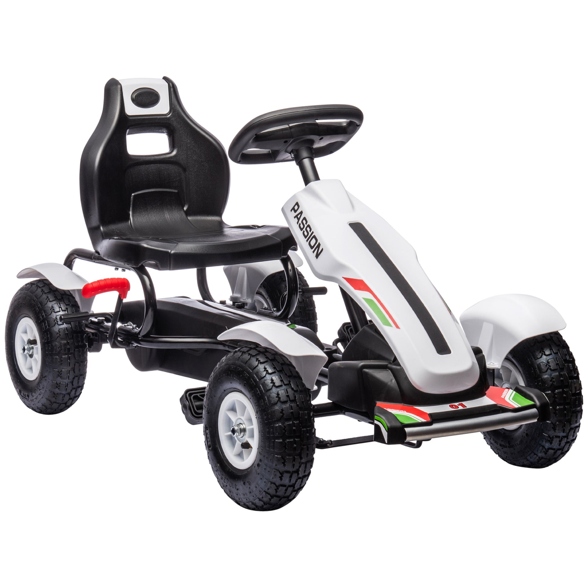 Pedal Go-Kart for Kids 5+ Years Old Children's Pedal Car with Adjustable Seat Rubber Tires Hand Brake for Boys and Girls Load 50 kg 121x58x61 cm White