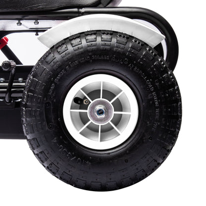 Pedal Go-Kart for Kids 5+ Years Old Children's Pedal Car with Adjustable Seat Rubber Tires Hand Brake for Boys and Girls Load 50 kg 121x58x61 cm White