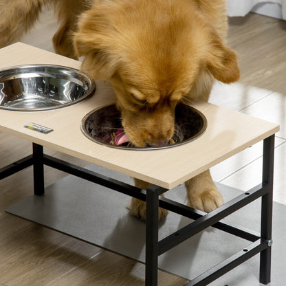 Double Elevated Dog Bowl Stand with 2 Removable Stainless Steel Bowls, Adjustable Height 11/21.5/32 cm and 1 Mat