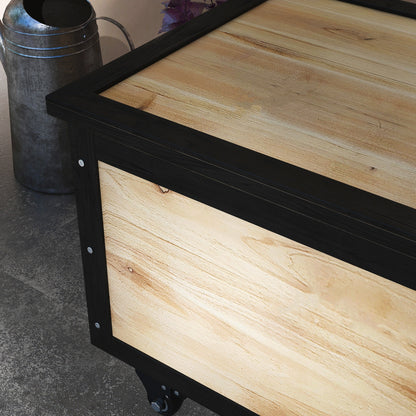 Wooden Garden Box 121L Storage Box with Wheels, Weather-Resistant Storage Chest for Balcony, Patio, Natural Wood