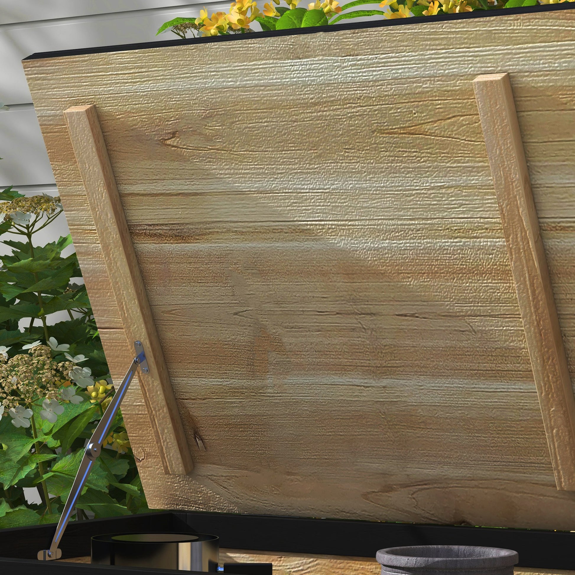 Wooden Garden Box 121L Storage Box with Wheels, Weather-Resistant Storage Chest for Balcony, Patio, Natural Wood