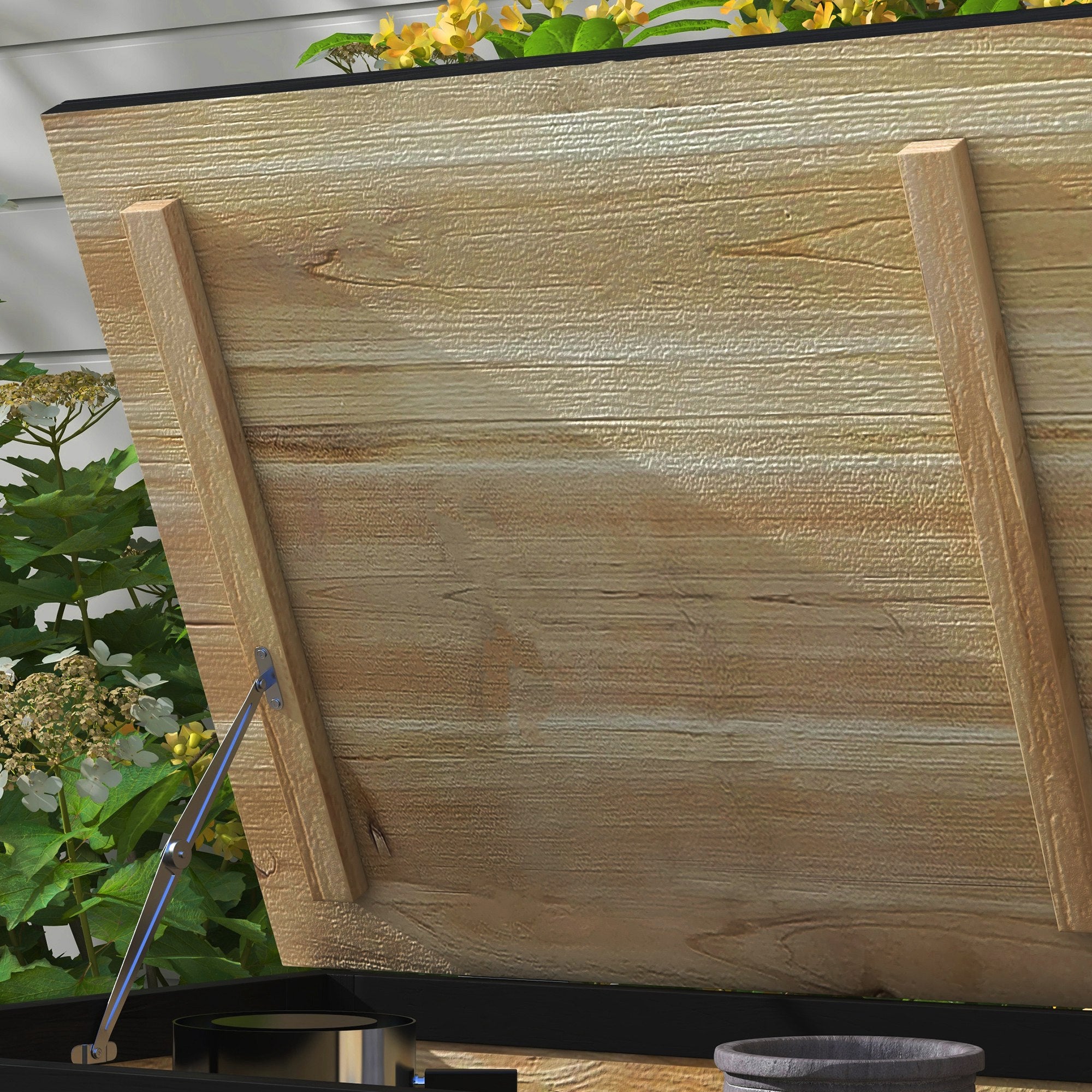 Wooden Garden Box 121L Storage Box with Wheels, Weather-Resistant Storage Chest for Balcony, Patio, Natural Wood