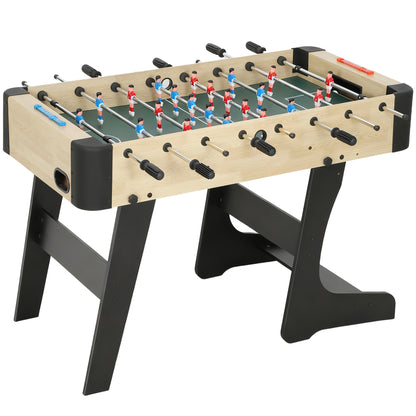 SPORTNOW Folding Kids Foosball Table, Wood-Effect Finish, 2 Scorekeepers, 8 Handles, 22 Players, 8 Rods, 2 Balls — For 2–4 Players, Families & Parties — 118 × 107.5 × 78 cm (46.5 × 42.3 × 30.7 in), Natural