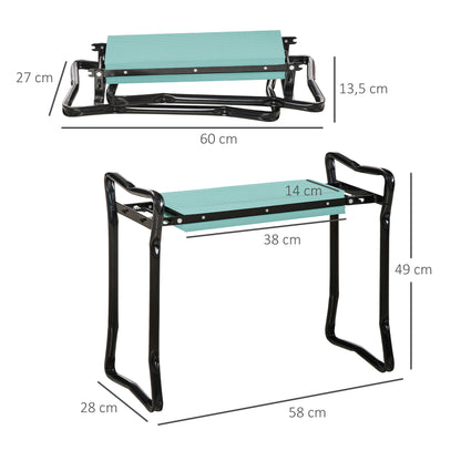 Folding Garden Knee Bench Garden Stool Tool Bags Padding Knee Aid Supports up to 150 kg Work Stool Garden Bench for Kneeling & Sitting 58 x 28 x 49cm Dark Green