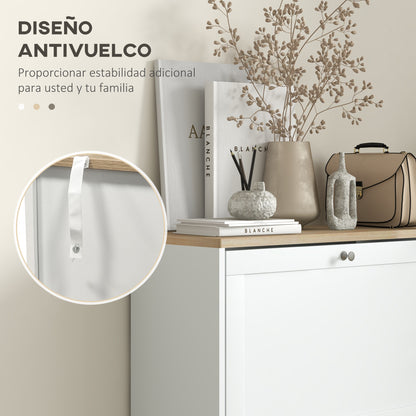 Narrow Shoe Cabinet with 3 Fold-Down Doors Entryway Shoe Storage with Adjustable Shelves for 18 Pairs of Shoes for Hallway Narrow Spaces 60x23.5x115 cm White