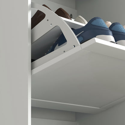 Narrow Shoe Cabinet with 3 Fold-Down Doors Entryway Shoe Storage with Adjustable Shelves for 18 Pairs of Shoes for Hallway Narrow Spaces 60x23.5x115 cm White