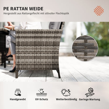 6-piece seating group garden set sofa set patio furniture set lounge, polyrattan, gray